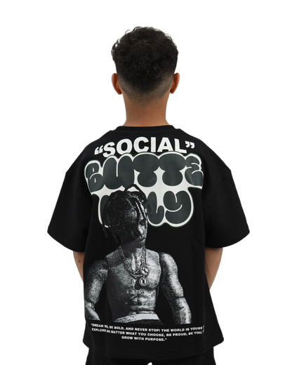 Social Black Oversized T-Shirt