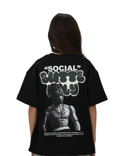 Social Black Oversized T-Shirt