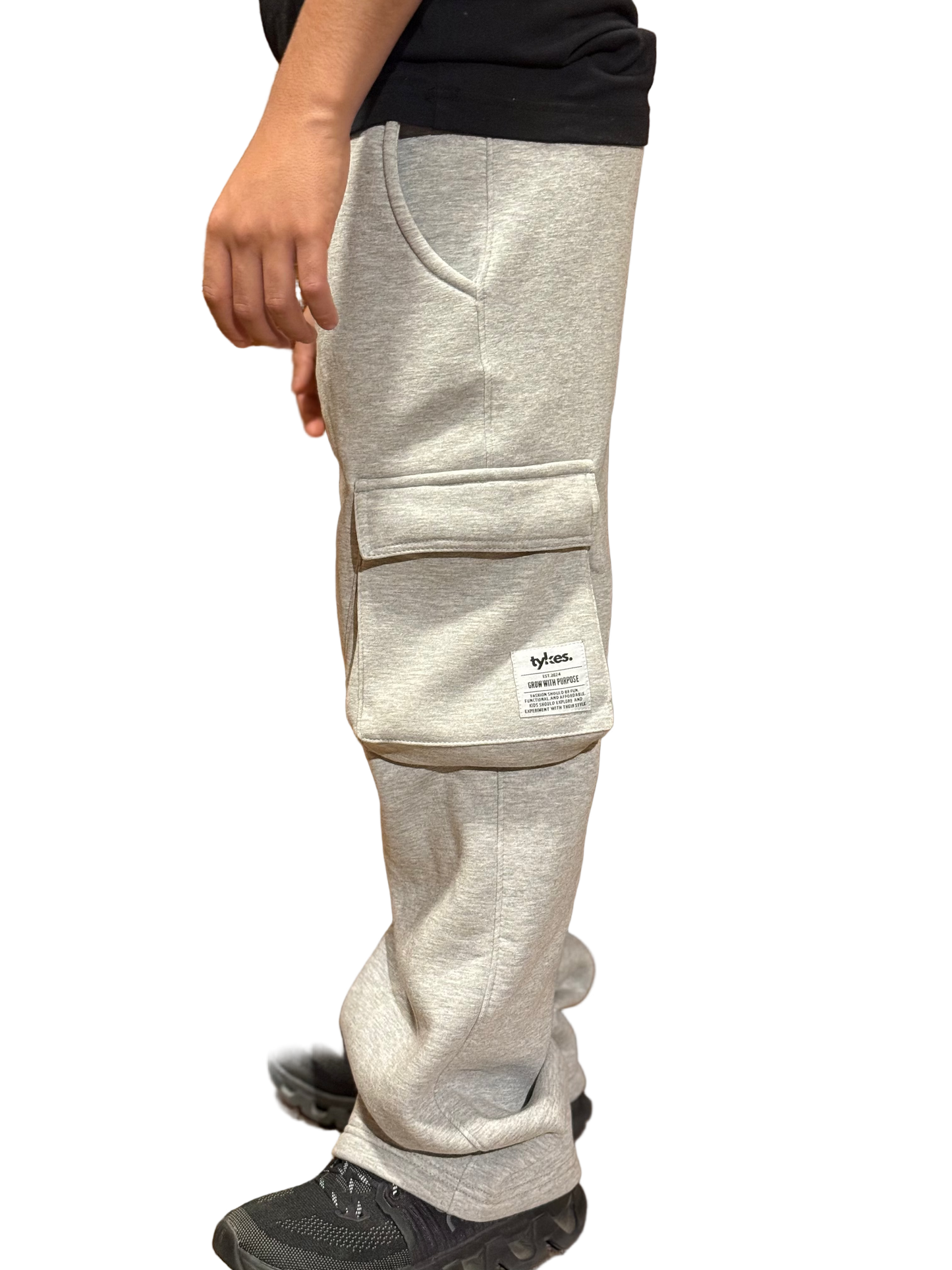 Grey Wide Leg Cargo Pants